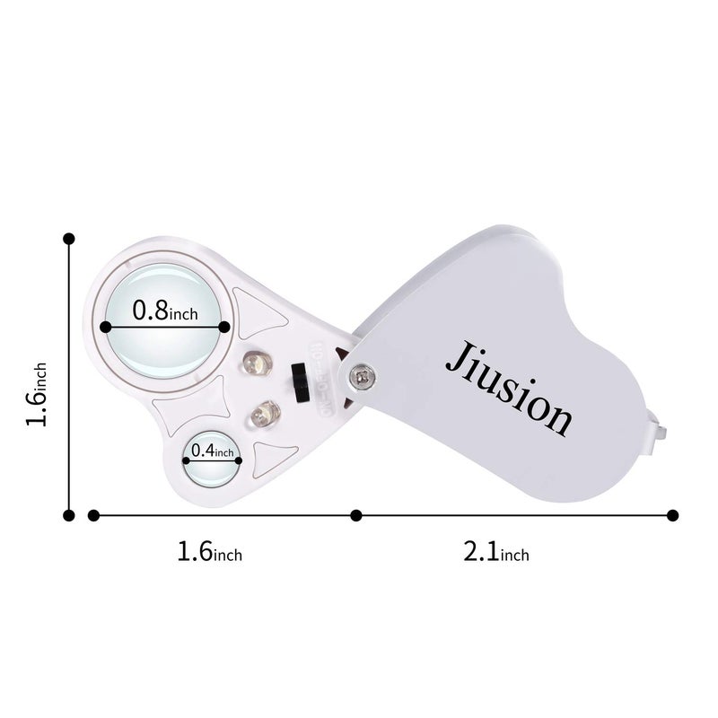 Jiusion Portable Lighted LED Illuminated Jewelry Magnifier 30X 60X Wearable Handheld Dual Lens Eye Loupe Magnifying Glasses Micro Microscope with Keychain and Lanyard - Image 5